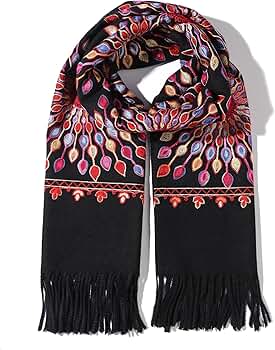 LUU MANLIC Women's Shawl Wrap Embroidered Tassel Scarf